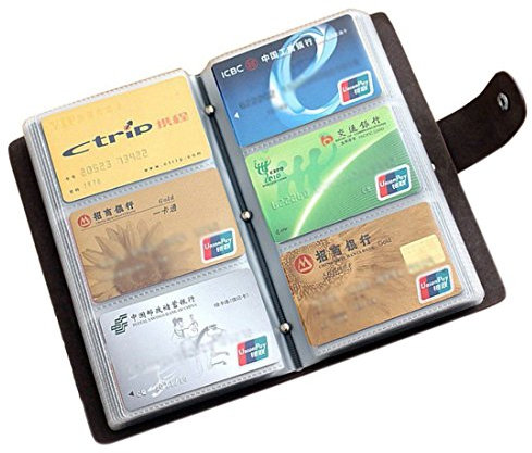 Esdrem Soft Leather Business Name Card Holder Book Credit Card Holder Wallet with 90 Card Pockets (Black) by Esdrem