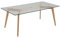 Table Basse 120 x 60 cm avec Plateau en Verre et Pieds en Bois Clair Moderne Hudson