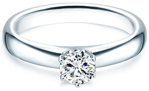 Trilani Damen-Ring/Verlobungsring/Solitärring Sterling Silber rhodiniert Zirkonia weiß 60451014