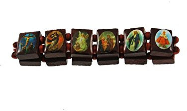 Zac's Alter Ego Unisex Wooden Religious Catholic Saints Icon Stretch Bracelet