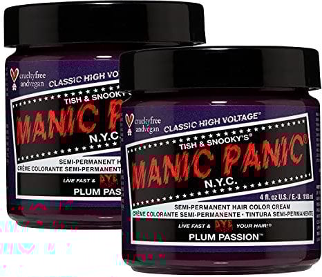 Manic Panic Plum Passion Classic Creme, Vegan, Cruelty Free, Purple Semi Permanent Hair Dye 2 x 118ml