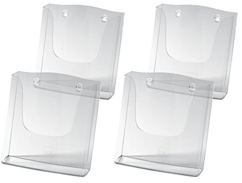 SIGEL LH115/4 Wand-Prospekthalter für DIN A4, aus Acryl, transparent, 4er Pack