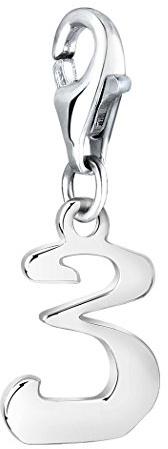 Nenalina 3. Geburtstag Karabiner Charm Anhänger Bettelarmband 925 Silber | Zahl 3 Geburtstagsgeschenk Damen-Charm-Anhänger für alle gängigen Charmträger Charm-Club Clasp-Charms