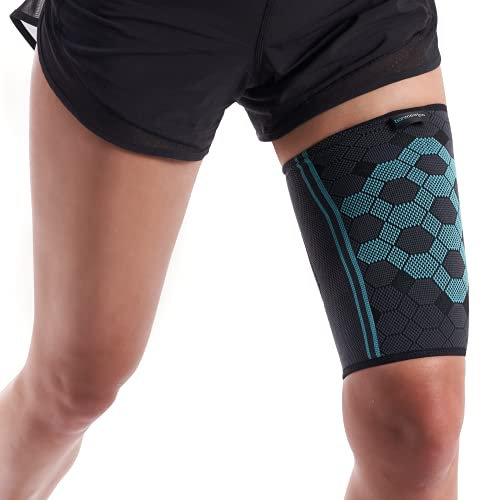 bonmedico Oberschenkelbandage mit Kompression für Links/Rechts - Oberschenkelschoner für Damen & Herren - Anti Scheuern Oberschenkel Bandage rutschfest - 1 Stück - Größe S