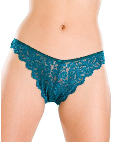 Camille Womens Three Pack Teal Floral Lace Thongs 18-20 Green