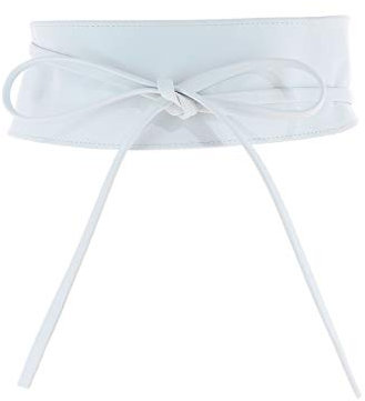 FASHIONGEN - Echtem Rindsleder Vollnarbenleder Obi Gürtel für Damen, Bindgürtel, CASSIANE - Weiß, L-XL