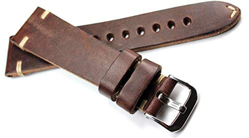 Sulla RIOS 1931 Herren Leder Deutsch Uhrenarmband Vintage 22 mm dunkel Braun 22/18mm