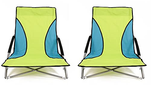 Nalu Folding Low Camping Chair Lightweight Foldable Portable Garden Beach Seat - Green (2-pack)