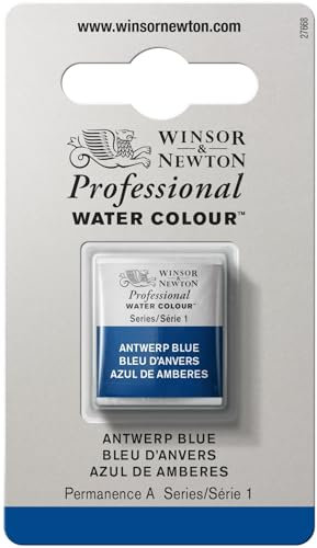 Winsor & Newton Aquarelle Professionnel - Peinture Aquarelle, Haute Luminosité, Résistante à la Lumière, Qualité Archive, Demi Godet, Couleur Bleu d'Anvers