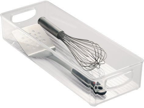 iDesign bac rangement frigo, longue boîte alimentaire en plastique, boîte conservation alimentaire à poignées, transparent, Durchsichtig
