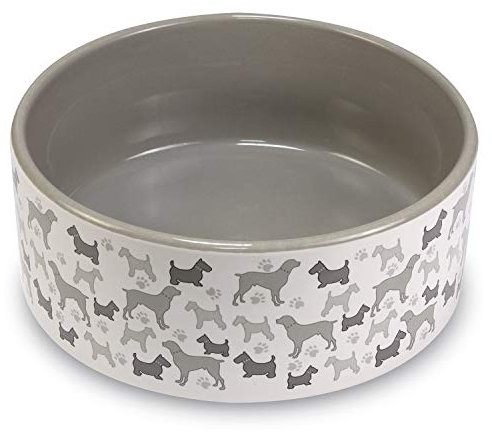 Arquivet Comedero o Bebedero de cerámica para Perros y Gatos - Antideslizante - Cuenco para Mascotas - Recipiente Comida para Animales - Plato alimentador para Perros y Gatos - 15 cm
