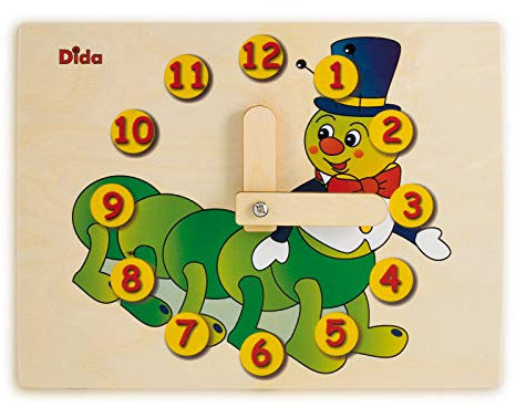 Dida - Lernuhr Für Kinder - Raupe - Spielerisch Die Uhrzeit Lernen, Eine Kinderlernuhr Aus Holz Für Den Kindergarten, Die Vorschule Und Zu Hause