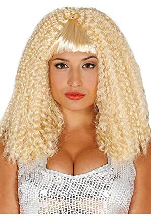Guirca Blonde Crinkel Lange Locken Perücke Karneval Fasching Party Zubehör für Damen blond