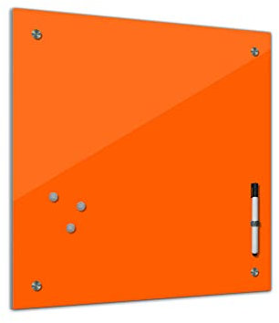 Bilderdepot24 Memoboard 40 x 40 cm | Farben | Orange | abwaschbare einfarbige Glas-Magnettafel mit Halterung Magneten Stift 1300a