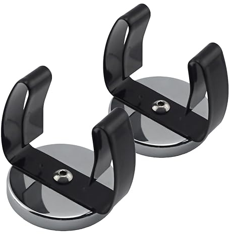 Master Magnetics Ceramic Round Base Magnets with Steel Spring Clamp - 2.04 Diameter, 2.20 Total Height, 35 Pound Pull, Silver Base, Black Clamp, 2 Pack, RB50BVCCX2