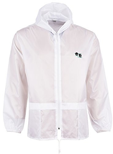 Bowlswear Unisex Lawn Bowling Bowls White Kagool Cagoule Hooded Rain Jacket Lightweight Showerproof Compact Easily Folds Away (Medium)