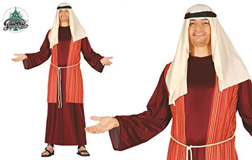 GUIRMA | Costume di Pastore San Giuseppe Adulto (52-54/L) - Gilet, Cintura, Copricapo e Tunica - Costumi di Natale e Capodanno per Feste in Maschera - Ideale per Uomo Adulto - Marrone