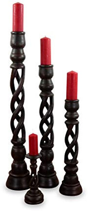 livasia Kerzenständer, Kerzensäule gedreht, Kerzenleuchter, Stimmungsleuchter (3er Set)