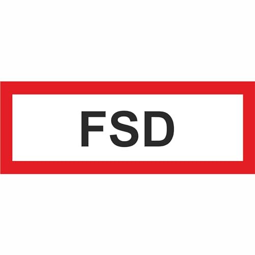 Indigos UG Aufkleber FSD Hinweisschild Brandschutz - 21,00x7,4 cm - selbstklebender Sicherheits Aufkleber für Tür oder Wand - Warnschild für Gebäude, Hotel, Büro, Firma, Haus, Praxis