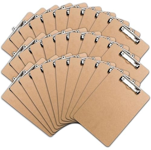 Klemmbrett mit Papier Clip, Clipboard-Set | Umweltfreundliche Klemmmappe für DIN A4 Unterlagen, Schreibblock mit Metallclip (30 Stück)