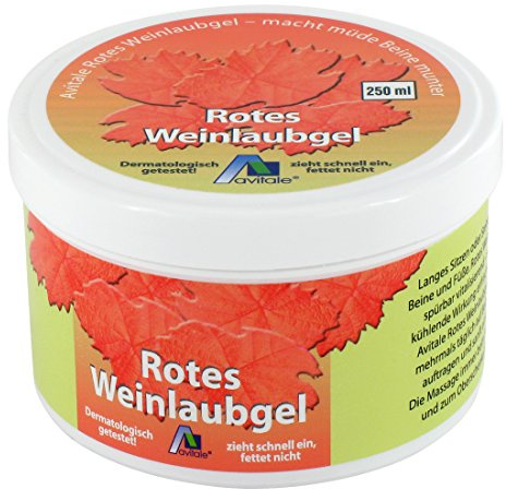 Avitale Rotes Weinlaubgel, vitalisierend für Beine und Füße, 250 ml | Bei Schweregefühl und Müdigkeit in Beinen und Füßen. Mit Extrakten aus rotem Weinlaub mit Minzöl und Rosskastanienextrakt
