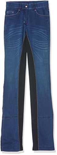 HKM Summer Denim Pantalón de Montar Jodhpur, Azul Vaquero/Azul Oscuro, 128 para Niñas
