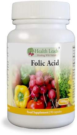 Folic Acid 1000mcg | See 400mcg for Pregnancy | Health Leads | High-strength 1000mcg B9. Not the pregnancy-dose product — see our 400mcg version. 7 functions supported. Vegan.