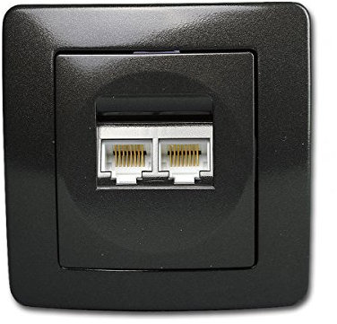 EKONOMIK 2-fach RJ45 Netzwerkdose Cat.5e anthrazit