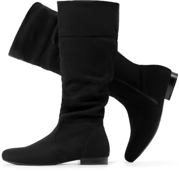 DREAM PAIRS Women's Knee High Boots and Pull On Fall Weather Boots, Ladies' Fashion and Comfortable Walking Boots, Zippers Boots, and Flats,Size 10,Wide/Calf/Black,BLVD-W
