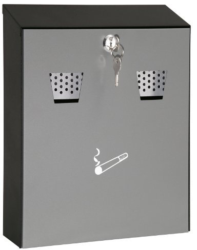 WEDO 17035112 Wandascher kompakt (Füllmenge 3,1 l Pulverbeschichtetes Stahlblech) grau/schwarz, 25.6 x 7. 5 x 32 cm