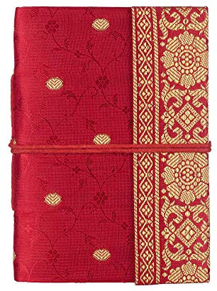 Fair Trade Notizbuch Sari 110 x 160 mmv- rot