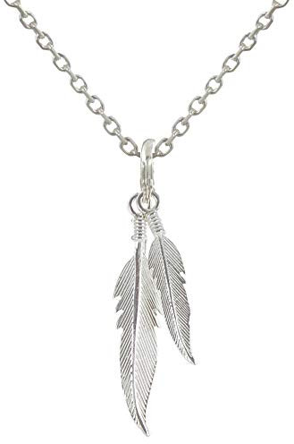 LES POULETTES BIJOUX - Sterling Silber 925 Halskette Zwei Federn - Taille 45 cm