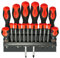 SPARES2GO 18 Piece Large and Small Precision Screwdriver Set (Phillips, Pozi, Flat, Slotted, Torx + Wall Mountable Bracket)