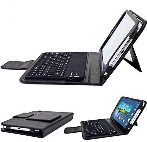 L&C® New Bluetooth Keyboard For Samsung Galaxy Tab 2/3/4 7''/8''/10.1'' inch Tablet Flip Case Stand (8 inch for Samsung Tab 3 (T310), Black)