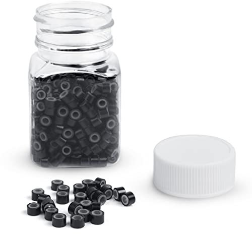 500 Pcs Silicone Lined Micro Nano Rings Beads Links 5mm Hair Beads for Nano Tip Hair Extensions (Black)