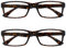 OPULIZE PEP Lesebrille für Damen und Herren - 2er-Pack - Große Rechteckige Brille - Komfortable Federscharniere - Kratzfest - Braun Schildpatt - UVR +1.50