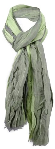 arrugado bufanda de verde cal gris rayas con refriega - tamaño 160 x 60 cm