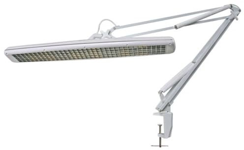 Velleman Verstellbare Schreibtischlampe mit Klemmbefestigung, Schwenkarm, EIN-/Ausschalter, Länge 105 cm, Breite 60 cm, mit 3X T5 14 W Leuchtstoffröhren, 2700 Lumen, 6500 K, weiß