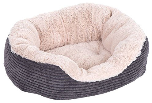 Rosewood 04302 Hundebett aus breitem Cord/Plüsch, grau, Länge: 81.2 cm