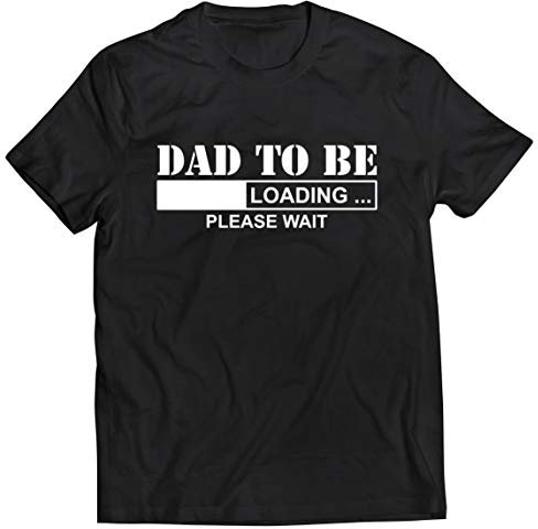 lepni.me Mens T-Shirt Dad to Be Loading Please Wait New Daddy Funny Gifts for Him (XXL Black White)