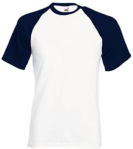 Fruit of the Loom Baseball T-Shirt weiss/deep navy,L