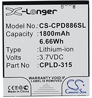 CPLD-315 Replacement Battery (1800mAh / 6.66Wh) For VODAFONE 889N, Smart 4, Smart 4 Turbo, Smart 4G,