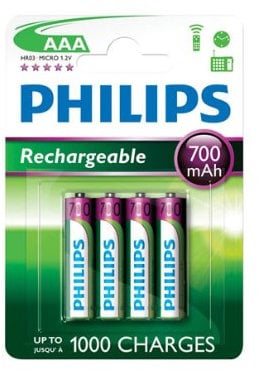 Philips Blister of 4 AAA 700 mAh Rechargeable Batteries