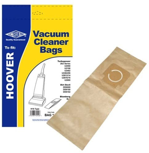 Electruepart Hoover H18 Type Upright Vacuum Cleaner Paper Dust Bags for Hoover Turbo Power, Dirt Devil DD6100 and Bloomberg Models (Pack of 5)