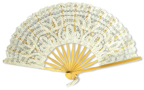 Lace Hand Fan Ivory Open Length 50cm / 20 by Gothi Creations Bridal, Dance, Party Favours (Ivory)