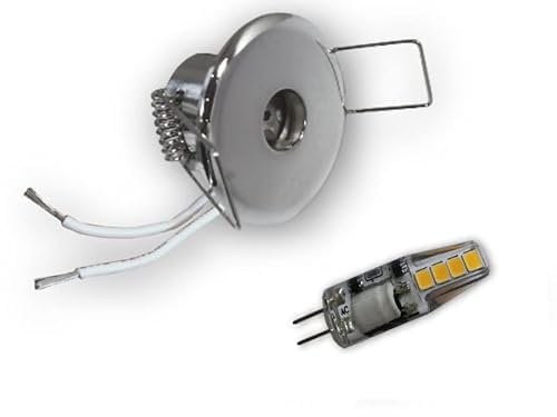 LICHT DISCOUNT LED Sternenhimmel 10er Set | Mini Einbau-Strahler Einbaulampen 12V | 2W-ME G4 LED Sternchen Spots Warmweiß 40mm | Spots Chrom Glänzend inkl. SCH-30W Trafo