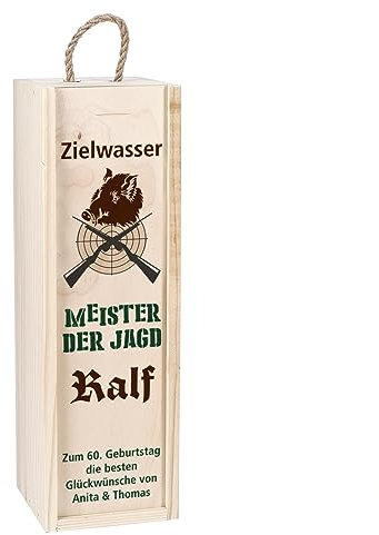 Cera & Toys® Flaschenverpackung Geschenk für Jäger - Zielwasser - mit Namen und Wunschtext