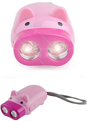 Pig Shaped Dynamo Pump Up Emergency Torch Super Bright LED Flashlight by PK Green
