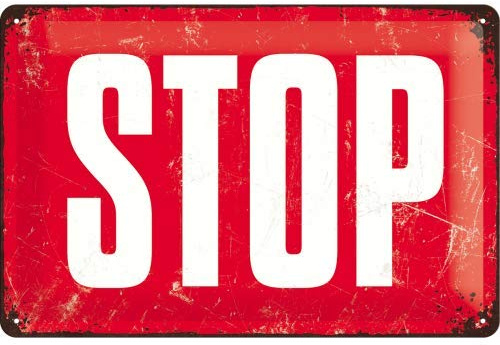 Nostalgic-Art 22252, Achtung Stop Blechschild 20x30 cm, Metall, bunt, 20 x 30 x 0,2 cm