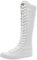 Jamron Ragazze Donna Moda Ginocchio Alta Allacciare Tela Stivali Puro Bianco Zip Stivali di Danza SN811 EU38